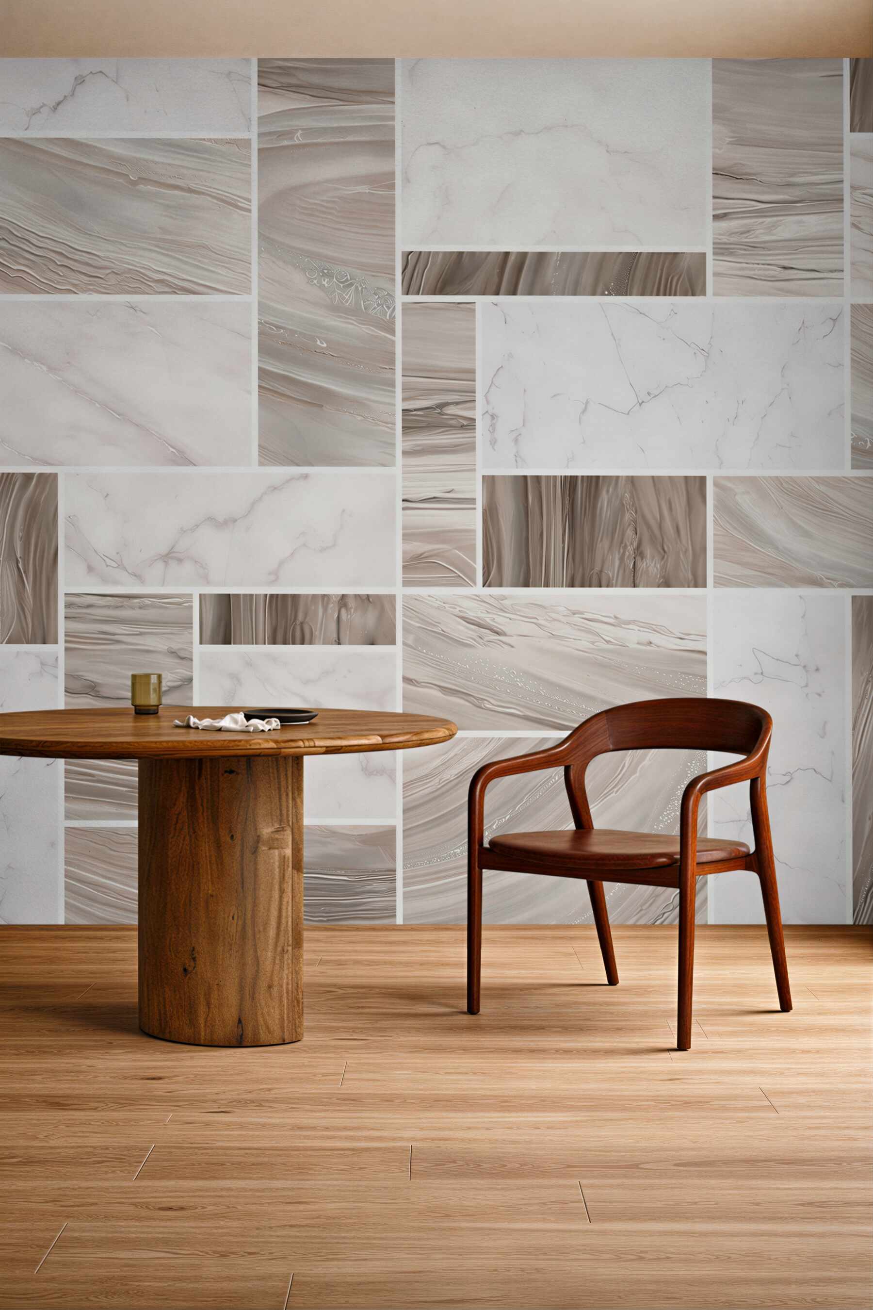Fototapeta marmur beżowy patchwork nowoczesny elegancki