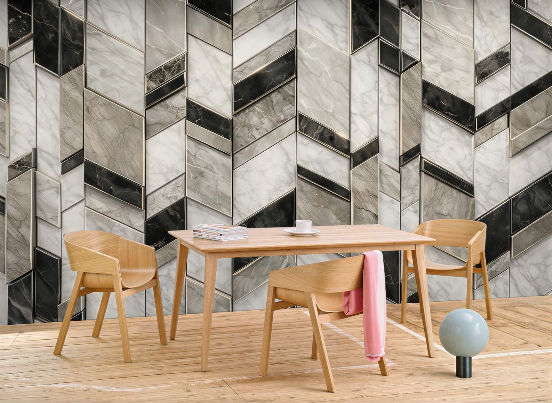Fototapeta geometryczny marmur biało czarny nowoczesny wzór glamour