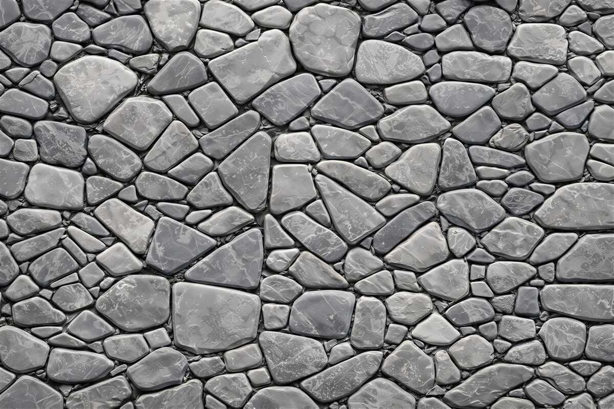 Fototapeta szare kamienie dekoracyjny mur z otoczaków nowoczesny