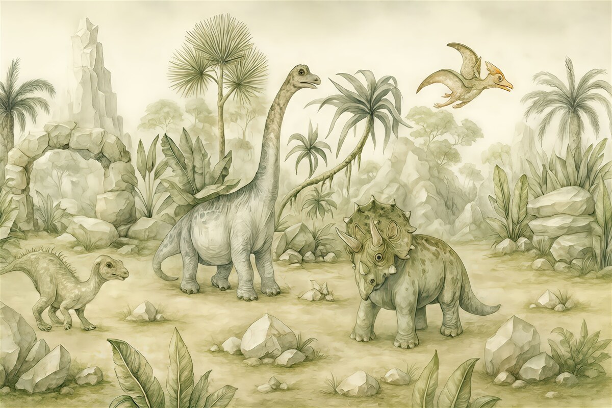 Fototapeta Świat dinozaurów w technice akwarelowej.