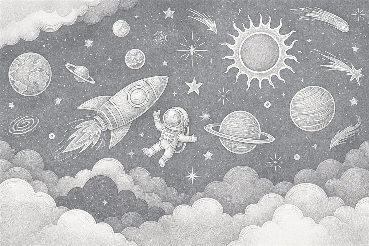 Fototapeta Planetarny świat i szarość astronauty.